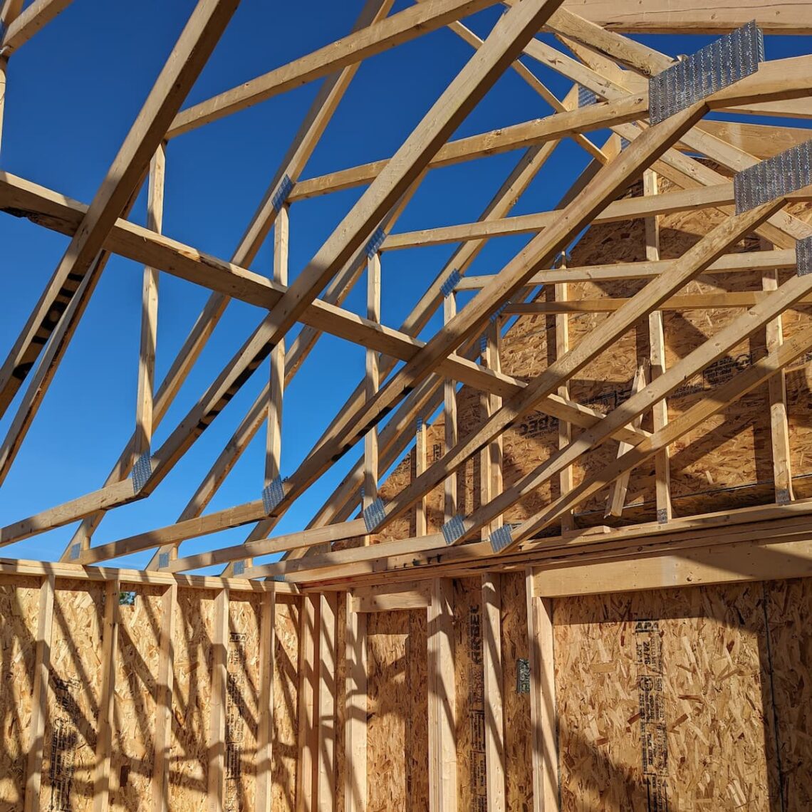 In progress picture of second storey addition framework on Waterloo home.
