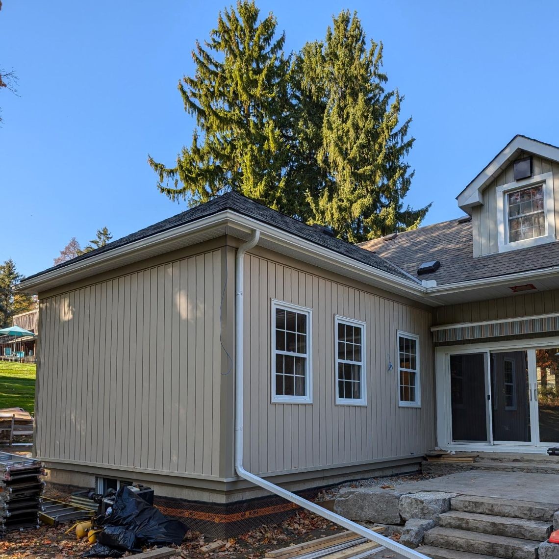 Exterior of a rear addition on a century home