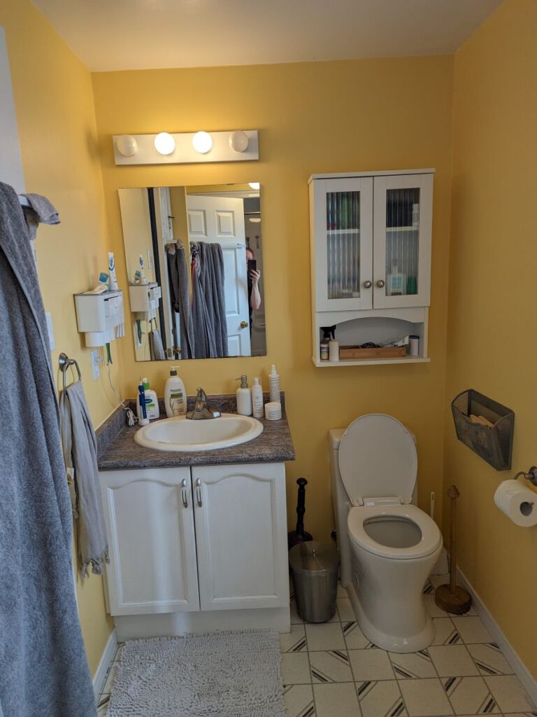 Waterloo bathroom vanity before renovation.